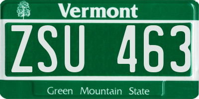 VT license plate ZSU463