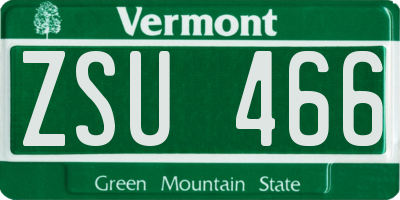 VT license plate ZSU466