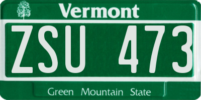 VT license plate ZSU473