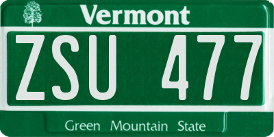 VT license plate ZSU477