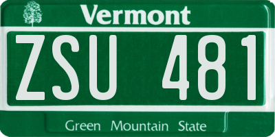 VT license plate ZSU481