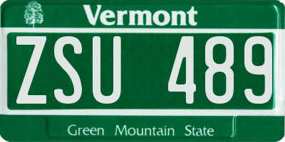 VT license plate ZSU489