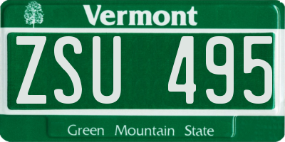 VT license plate ZSU495