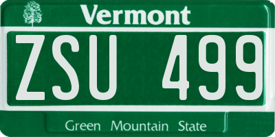 VT license plate ZSU499