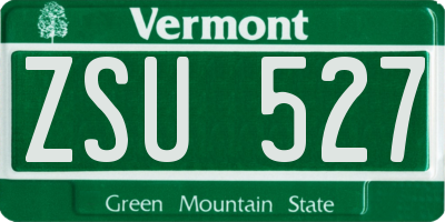 VT license plate ZSU527