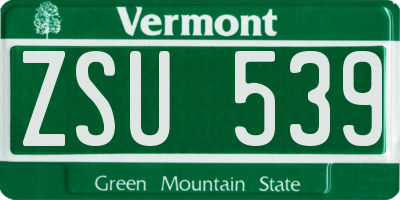 VT license plate ZSU539