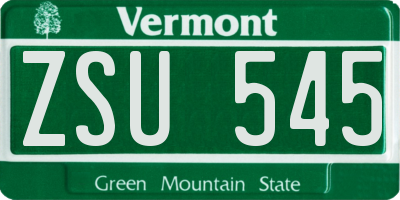 VT license plate ZSU545