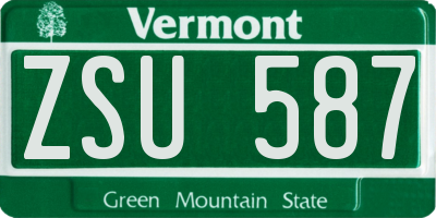 VT license plate ZSU587
