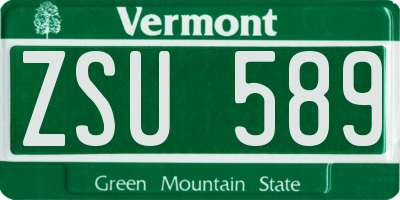 VT license plate ZSU589