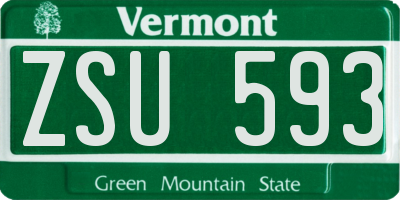 VT license plate ZSU593