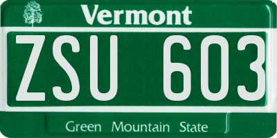 VT license plate ZSU603