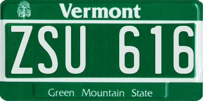 VT license plate ZSU616