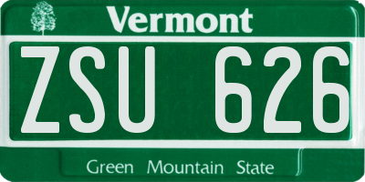 VT license plate ZSU626
