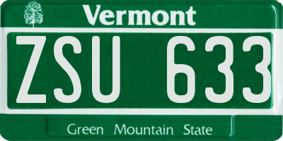 VT license plate ZSU633
