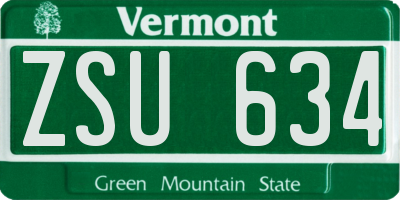 VT license plate ZSU634