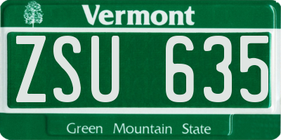 VT license plate ZSU635