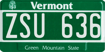 VT license plate ZSU636