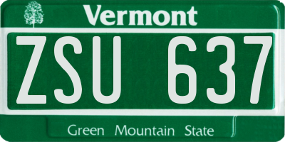 VT license plate ZSU637