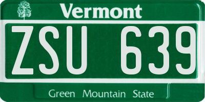 VT license plate ZSU639
