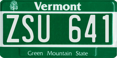 VT license plate ZSU641