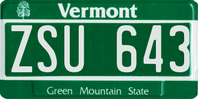 VT license plate ZSU643