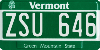 VT license plate ZSU646