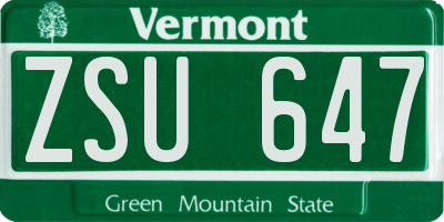 VT license plate ZSU647