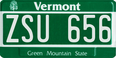 VT license plate ZSU656