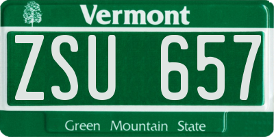 VT license plate ZSU657