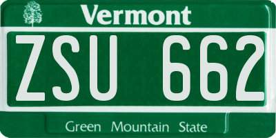 VT license plate ZSU662