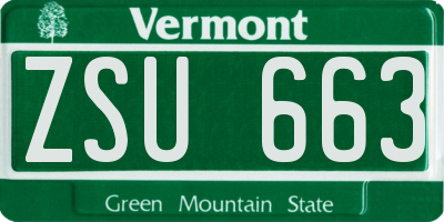 VT license plate ZSU663