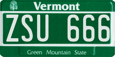 VT license plate ZSU666