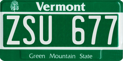 VT license plate ZSU677