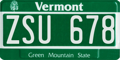 VT license plate ZSU678