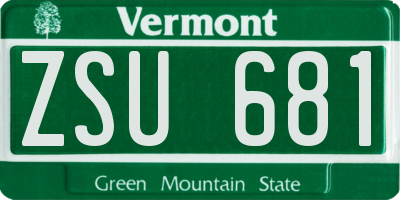 VT license plate ZSU681