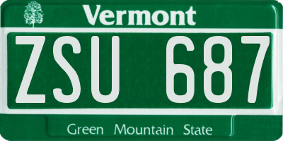 VT license plate ZSU687