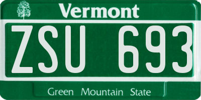 VT license plate ZSU693