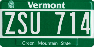 VT license plate ZSU714