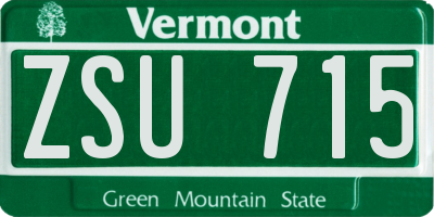 VT license plate ZSU715
