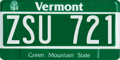 VT license plate ZSU721