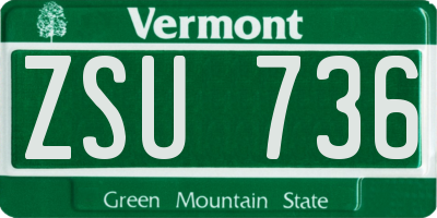 VT license plate ZSU736