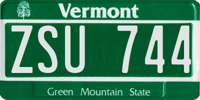 VT license plate ZSU744