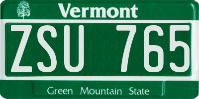 VT license plate ZSU765