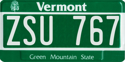 VT license plate ZSU767