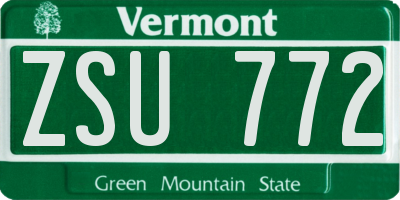 VT license plate ZSU772