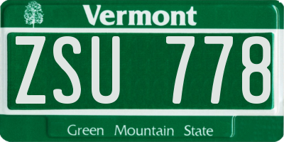 VT license plate ZSU778