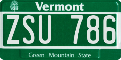 VT license plate ZSU786