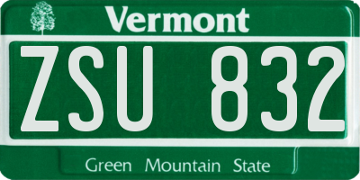 VT license plate ZSU832