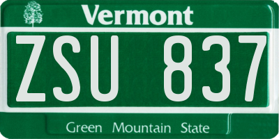 VT license plate ZSU837