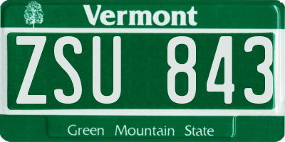VT license plate ZSU843